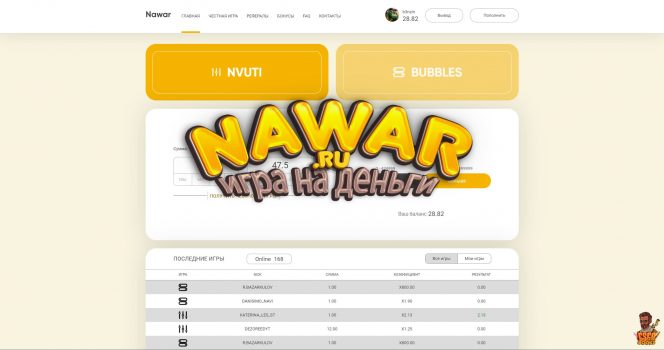 Nawar.ru игровой сайт на деньги